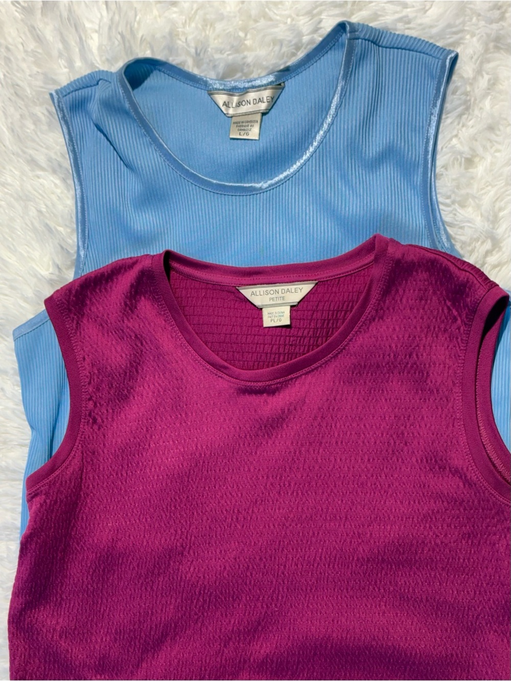 Allison Daley Sleeveless Tops Bundle Lot of 2 Blue Magenta Size L / PL - Picture 2 of 10